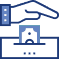 A blue icon of a weight with the word " tax " on it.