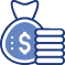 A blue icon of a weight with the word " tax " on it.