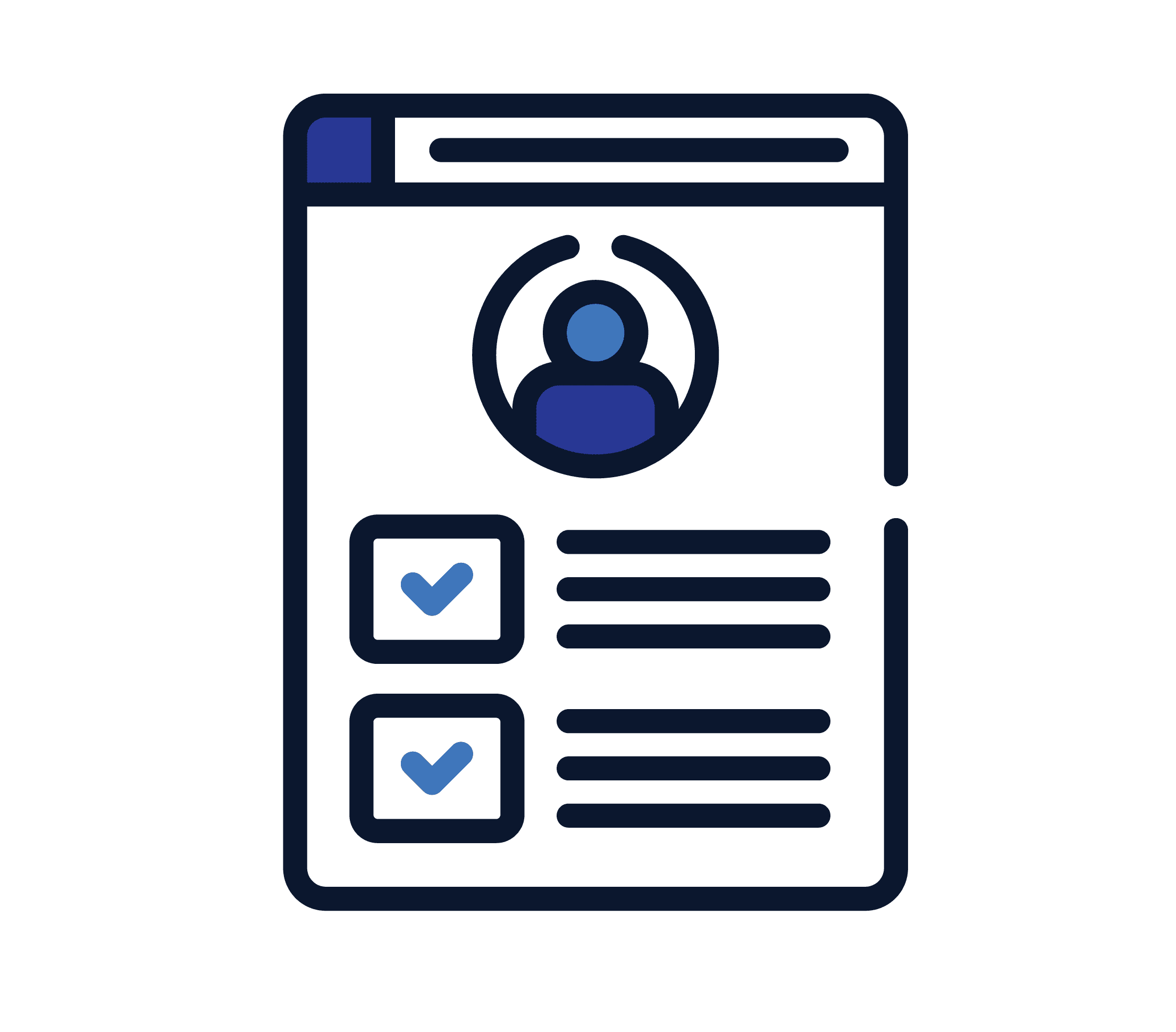 A blue icon of a weight with the word " tax " on it.